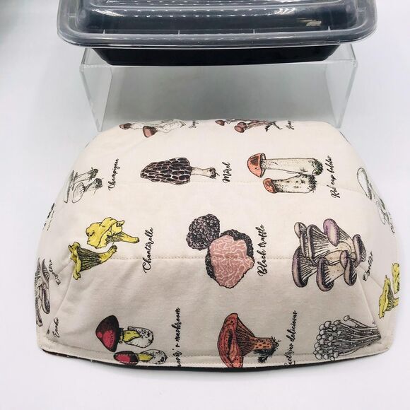 Microwave Takeout Container Cozy! Reversible, For HOT Containers! Mushrooms - Picture 4 of 7